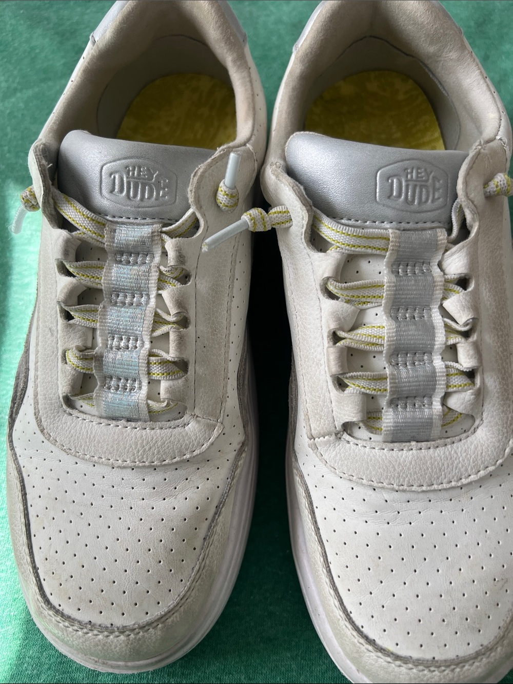 Hey Dude Women's White and Yellow Casual Sneakers
